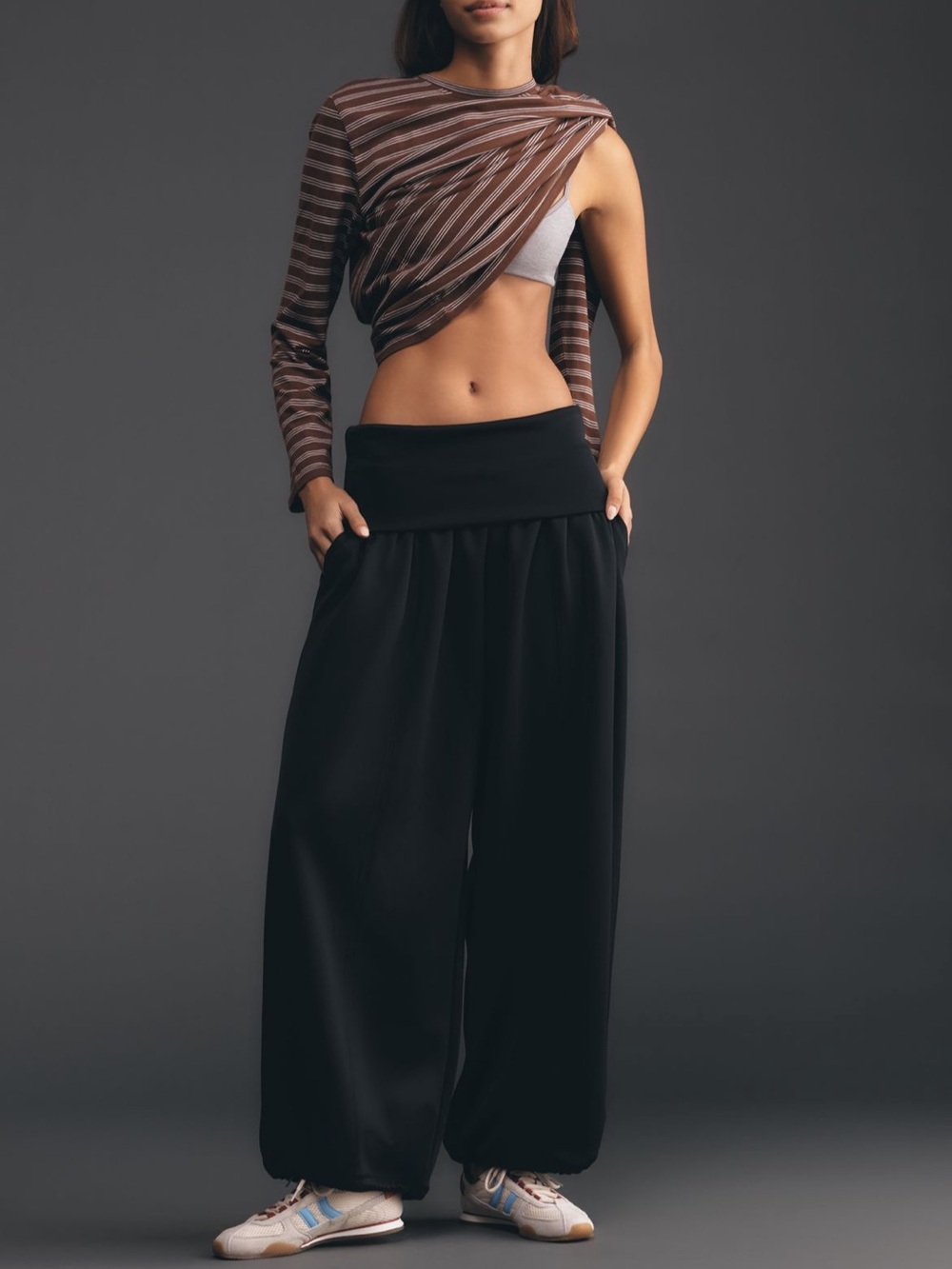 ·Anthropologie· Daily Practice Black Foldover Balloon Pants